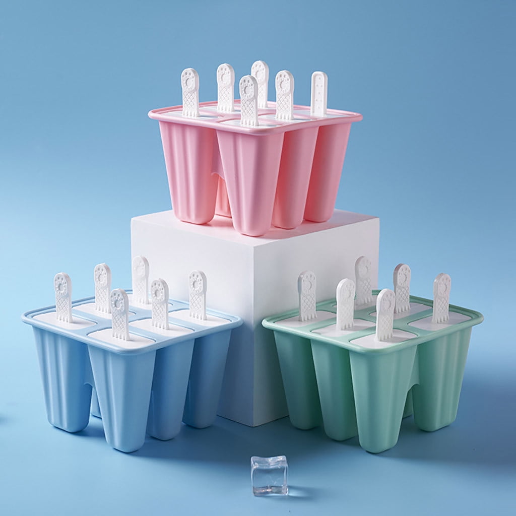 JilgTeok 3 Packs 6 Hole Popsicle Ice Molds Reusable Molds Trays Popsicle Maker Homemade Ice Cream Molds Summer Kitchen Supplies