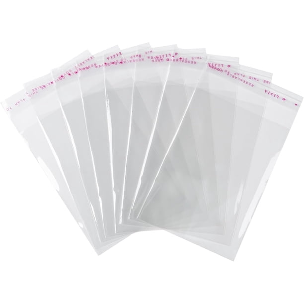 100 bolsas de celofán OPP transparentes resellables de 5,51 x 3,15 pulgadas, autoadhesivas, rectangulares, para envolver regalos, pequeñas bolsas para guardar joyas.