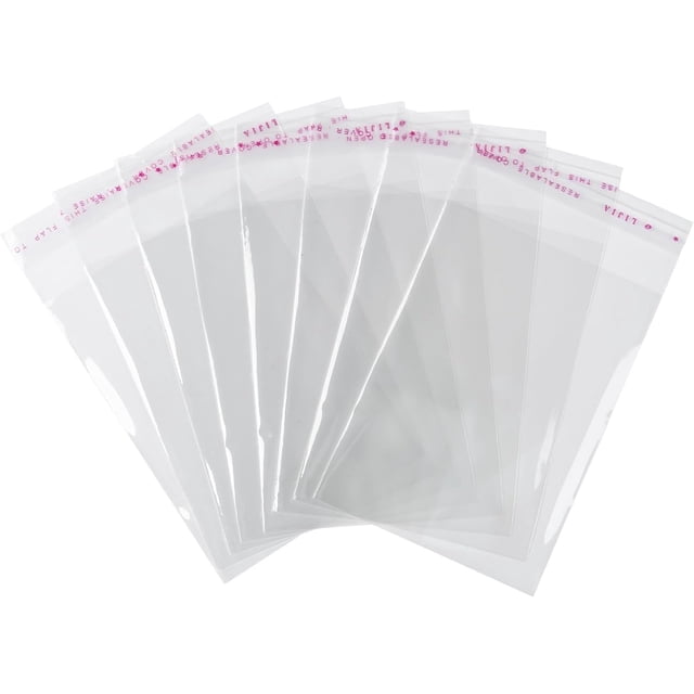 100 bolsas de celofán OPP transparentes resellables de 5,51 x 3,15 pulgadas, autoadhesivas, rectangulares, para envolver regalos, pequeñas bolsas para guardar joyas.