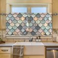 thumbnail image 2 of Yayeee Kitchen Curtains Tier Set of 2 Light Filtering 57"x36" Over Sink Window Panels, Green Art Pattern, 2 of 7