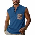 thumbnail image 2 of SGFCWSX Mens Tank Tops Henley Sleeveless Shirts for Men Graphic Print Pocket Casual Daily Wear Summer Muscle Tank Top Navy Size 3XL, 2 of 7