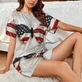 thumbnail image 4 of Honeii American Flag Butterfly Wall for Women's Summer Pajama Set ,Soft Short Sleeve Shirt & Matching Bottoms,Loungewear,2PCS Sleepwear Relaxed Home Wear-XX-Large, 4 of 6