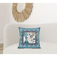 thumbnail image 2 of HomeRoots 481155 20 x 20 in. Peacock Broadcloth Floral Zippered Pillow, Blue & Off White, 2 of 3