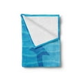 thumbnail image 2 of Sea Animals Soft Flannel Fleece Throw Blanket, Shark Silhouette in Water Waves Shadow Danger Summertime Marine Life Artwork Print, Cozy Plush for Indoor and Outdoor Use, 70" x 90", Blue, by Ambesonne, 2 of 5