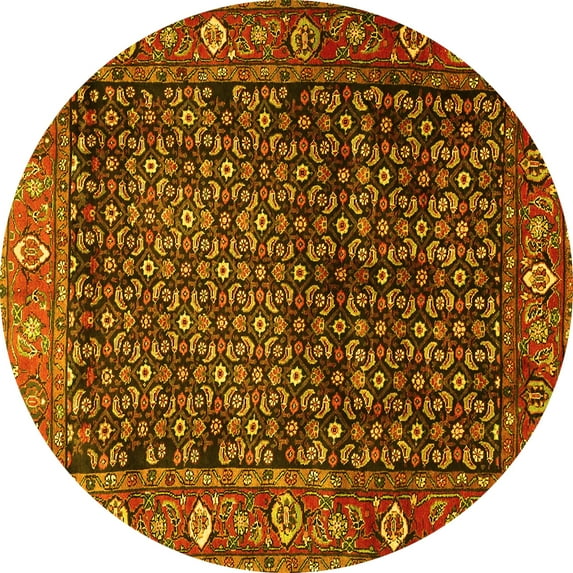 Ahgly Company Machine Washable Indoor Round Persian Yellow Traditional Area Rugs, 6' Round