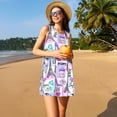 thumbnail image 3 of Fotbe Eiffel Tower and Hearts Vestido de Verano sin Mangas para Mujer – Vestido Midi Línea A, Estilo Camiseta Floral, Vestido Playero Casual y Fluido, 3 of 7