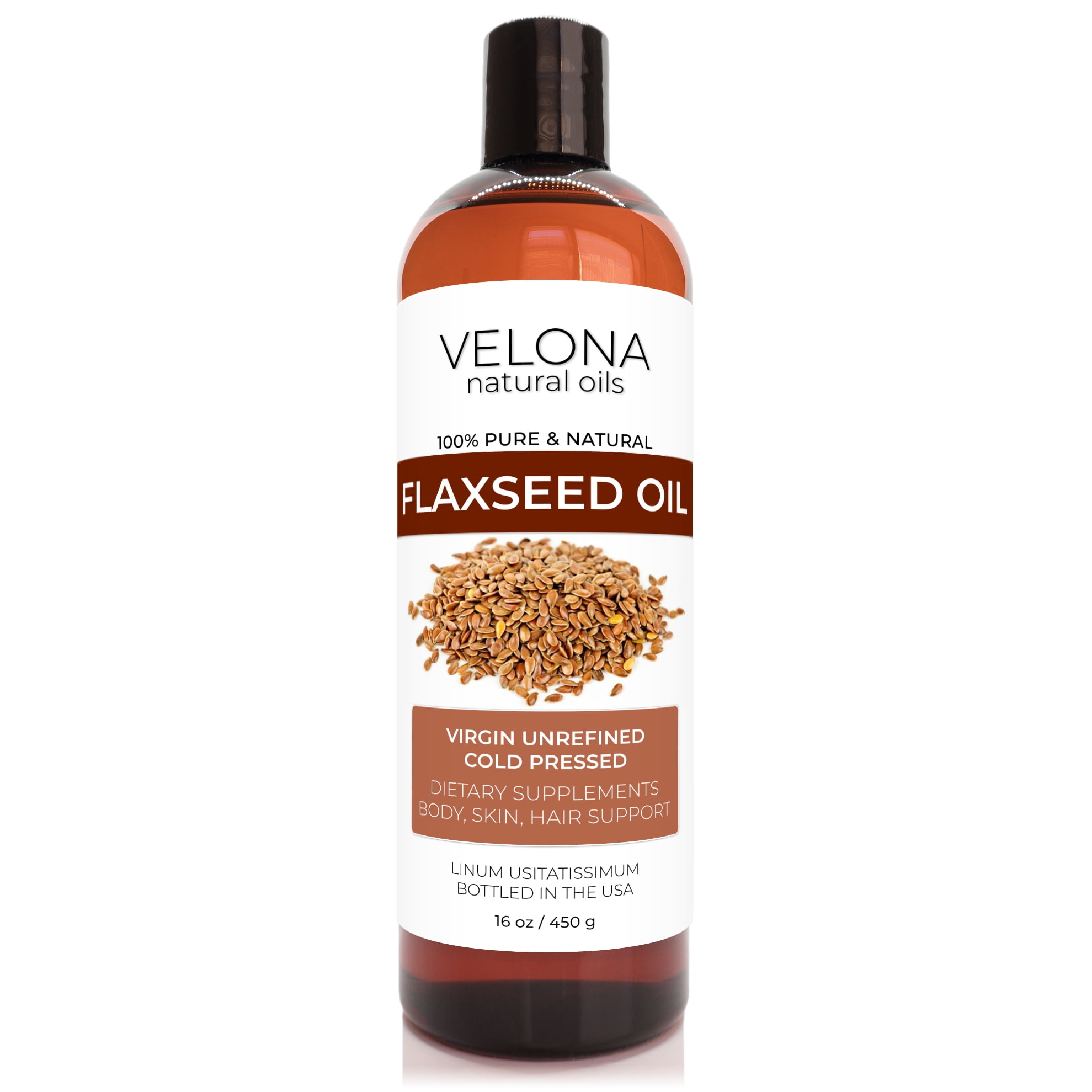 FlaxSeed Oil by Velona 16 oz 100 Pure and Natural Carrier Oil