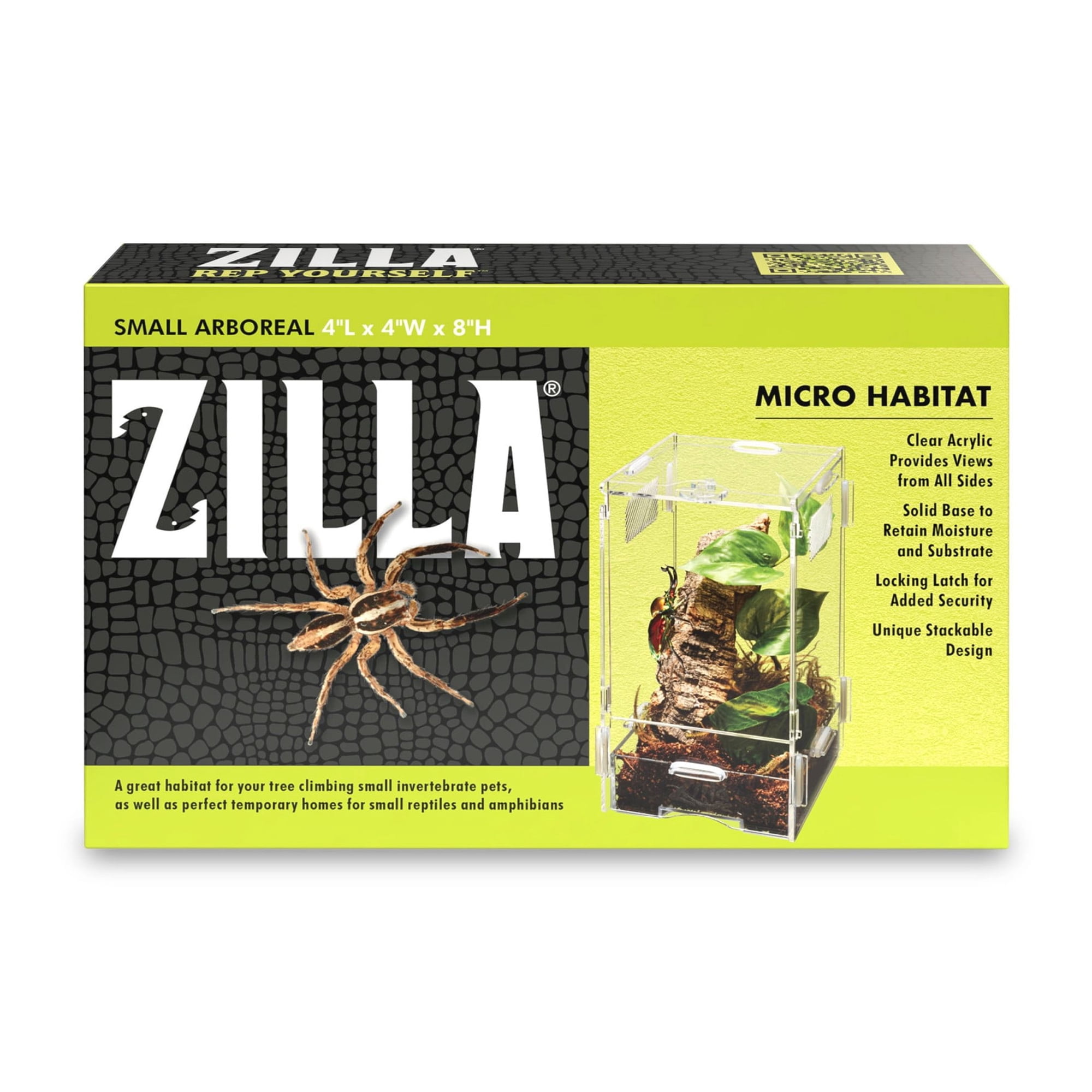 Zilla Micro Habitat Reptile Terrariums with Locking Latch Arboreal, Small Acrylic