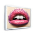 thumbnail image 3 of Designart 'Beautiful Woman Lips With Pink Lipstick' Modern Framed Canvas Wall Art Print, 3 of 5