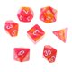 thumbnail image 1 of Juego de 7 troqueles acrílicos, colores dobles con números transparentes (D4/D6/D8/D10/D12/D20) para naranja roja, 1 of 5