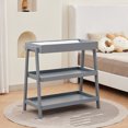 thumbnail image 2 of Mesa cambiador portátil de madera para bebé - Almohadilla impermeable - 2 estantes de almacenamiento - Diseño moderno para habitación infantil - Color gris, 2 of 7