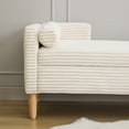 thumbnail image 7 of 65" Storage Ottoman Bench, End of Bed Bench with Armrests, Backrests and Two Pillows, Upholstered Corduroy Bedroom Bench with Solid Wood Legs, Ivory, 7 of 7