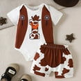 thumbnail image 2 of Gubotare Summer Baby Boy Girl Clothes Set Cowboy Outfits Unisex Short Sleeve Tops Shorts 2PCS 0 3 6 12 18 24 Months (White,12-18 Months), 2 of 7