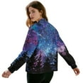 thumbnail image 3 of Xixirimido Women’s Bomber Jackets 2025 Fall Winter Trendy Coats Zip Up Varsity Jacket with Pockets Lightweight Casual Jacket, Forest Galaxy, X-Large, 3 of 7