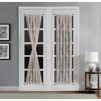 Warm Home Designs Pair of 2 Gold Linen Lace French Door Curtains. 30 Inch Wide by 72 Inches Long. Doorway Sidelight Curtains Come with 2 Matching Tie-Backs. ROS Linen 30 x 72