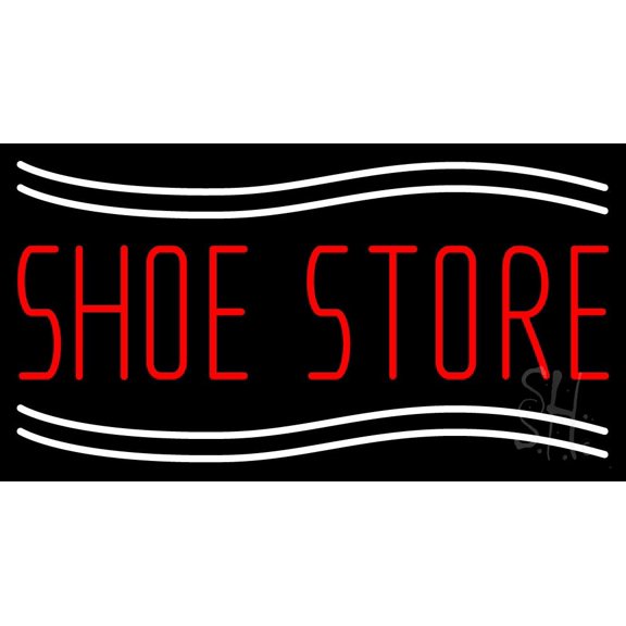 Shoe Store With Line LED Neon Sign 20 x 37 - inches, Black Square Cut Acrylic Backing, with Dimmer - Bright and Premium built indoor LED Neon Sign for store interior Dcor, Storefront.