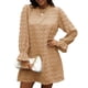 thumbnail image 5 of Vestido De Manga Larga Para Mujer, Gasa Con Estampado De Puntos De Orillo Fibroso Cómodo Cuello Redondo Vestido De Manga Larga Para Vacaciones Para El Club ANGGREK HE1711, 5 of 6