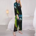thumbnail image 3 of Vsdgher Fluorescent Wolf Pajamas Set Long Sleeve Sleepwear Womens Button Down Nightwear Pj Sets-Small, 3 of 7