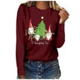 thumbnail image 2 of WREESH Womens Fashion T-Shirts Christmas Shirts Crewneck Print Pullover Regular Fit Long Sleeve Tops Loose T-Shirt Blouse Casual Tops Red, 2 of 4