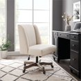 thumbnail image 2 of Linon Chaise de Bureau Pivotante Rembourrée Base en Bois Gris Lavé en Lin Naturel, 2 of 16