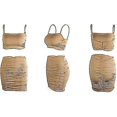 thumbnail image 3 of Womens 2 Piece Outfits Set Ruched Cami Crop Top Bodycon Skirt Mini Club Dress, 3 of 4