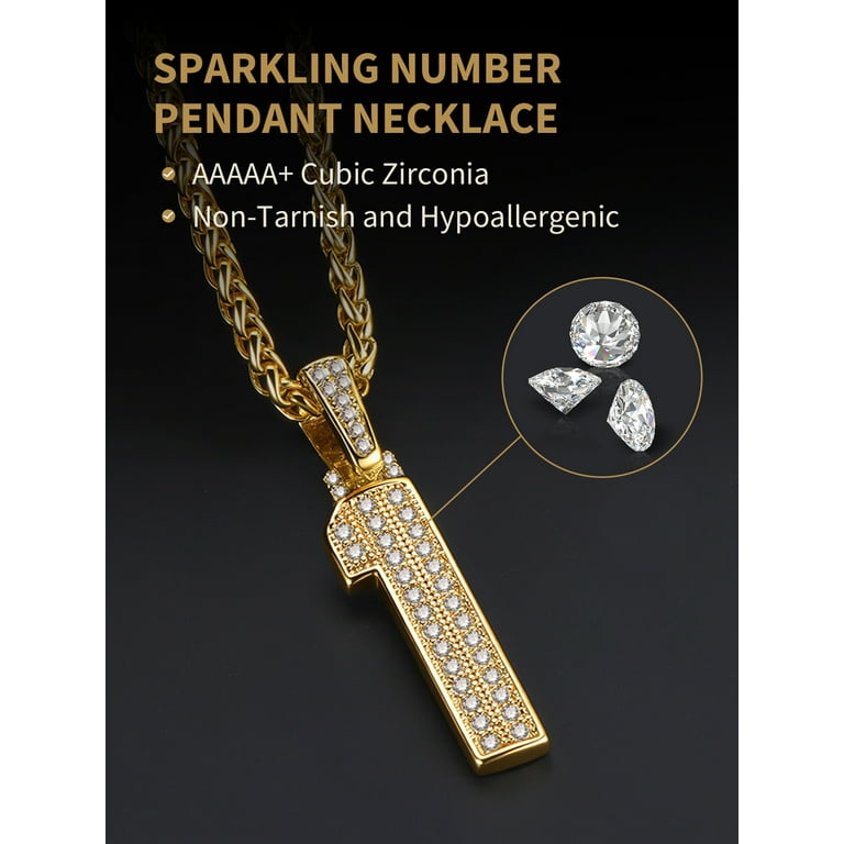 FindChic Men's 18K Gold Plated Number 1 Pendant Necklace
