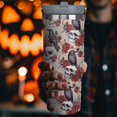 thumbnail image 3 of 30oz Halloween Tumbler with Top Handle and Straw, Stainless Steel Insulated Gohst Pumpkin Cup Halloween Skeleton Coofee Mug Gifts for Women Men, 3 of 6