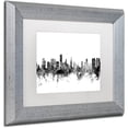 thumbnail image 2 of Trademark Fine Art "Honolulu Hawaii Skyline B&W" Canvas Art by Michael Tompsett, White Matte, Silver Frame, 2 of 4