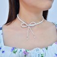 thumbnail image 4 of Visland Collier Ras-du-Cou en Fausse Perle avec Ajustement Réglable, Design Nœud, Collier Court, Événements Formels, Robes, Fêtes, Collier, Bijou, Cadeau, 4 of 7