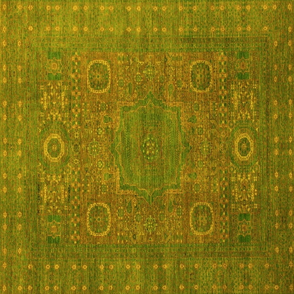 Ahgly Company Indoor Square Abstract Yellow Modern Area Rugs, 6' Square