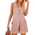 thumbnail image 2 of Mono mujer Mono sin mangas para mujer, pantalones cortos sueltos y bolsillos grandes, ropa casual de una pieza, varios colores, estilo retro de verano, 2 of 4