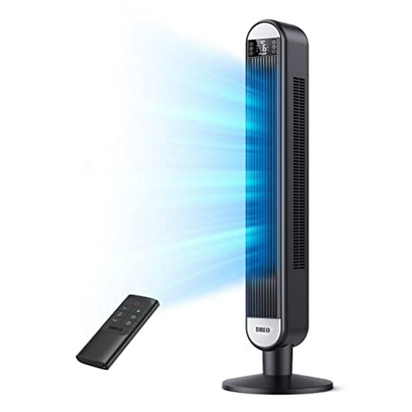 Dreo Ventilateur Tour pour Chambre, Ventilateur Sans Pales de 42 Pouces, Ventilateur Oscillant à 90°, Ventilateur de Plancher Silencieux avec Télécommande, Écran LED, 6 Vitesses 4 Modes, Minuterie 12 H, Ventilateurs sur Pied pour Maison Salon Bureau, C