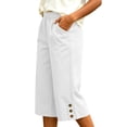 thumbnail image 5 of Cloaraye Cotton Capri Pants for Women Elastic Waist Wide Leg Cropped Pants with Pockets Solid Color Casual 3/4 Length Palazzo Pants, 5 of 6