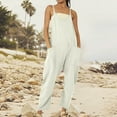 thumbnail image 3 of Winter Overalls For Women Fuzzy Fleece Jumpsuit Spaghetti Strap Wide Leg Overalls Cozy Jumpsuit With Pockets, 3 of 6