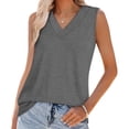 thumbnail image 6 of Women's V Neck Sleeveless Shirts Casual Solid Tank Tops Basic Dressly Tunic Tees Going Out Work Summer Camisole Loose Top, 6 of 7