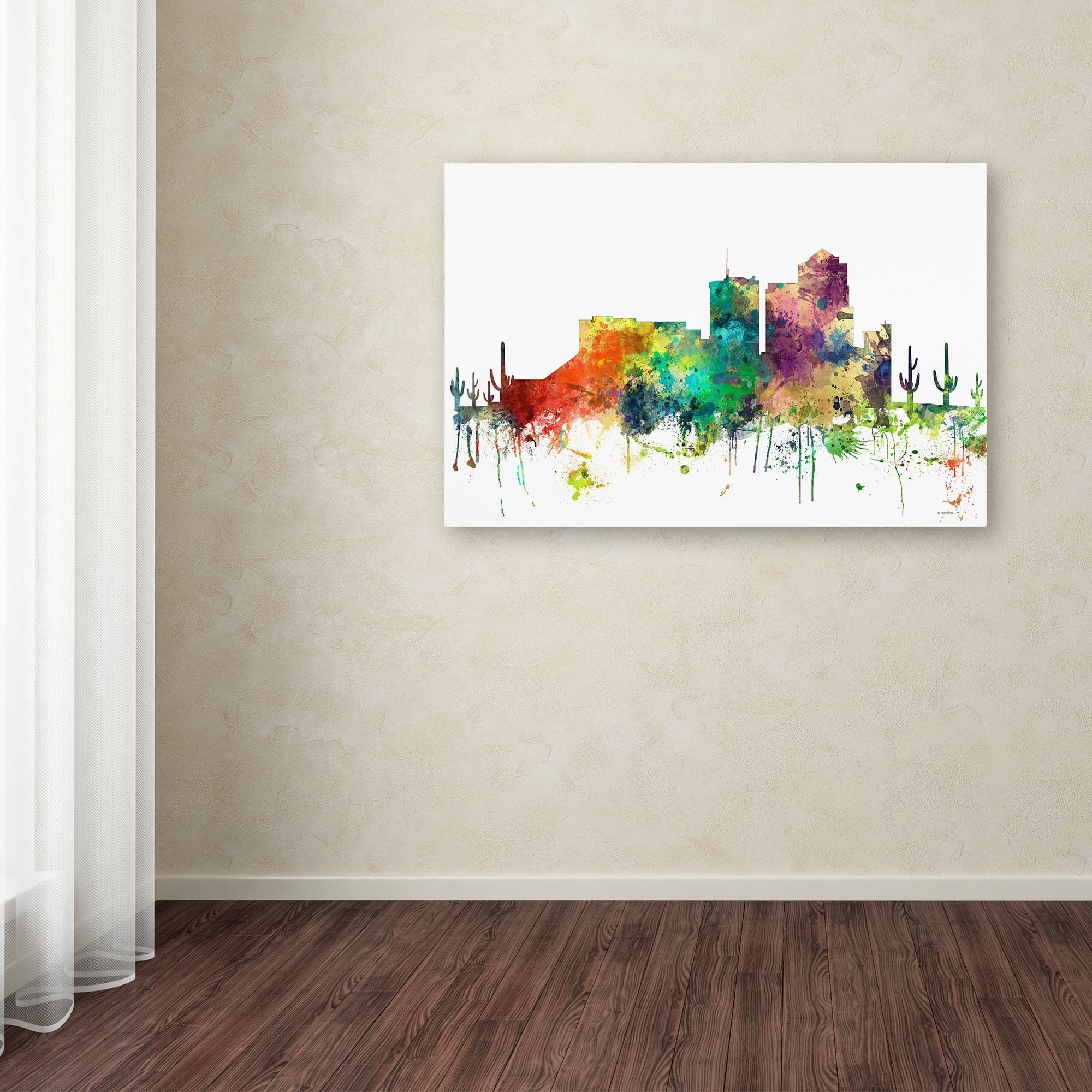 Trademark Fine Art "Tucson Arizona Skyline SP" Canvas Art by Marlene Watson