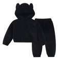 thumbnail image 4 of CAIVO Girls Solid Color Loungewear Fall Winter Hooded Cozy Pajama Sets Toddler Kids 2 Piece Long Sleeve Tops Pants, 4 of 5