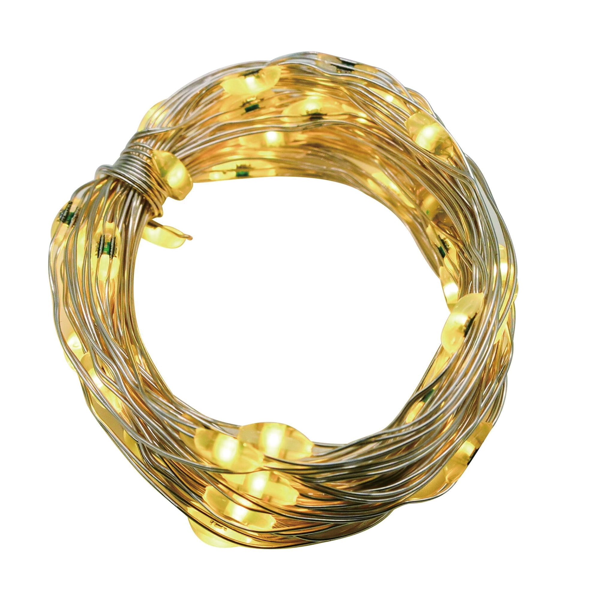 Indoor 50-Count Battery-Operated LED Flicker Christmas String Lights, Warm White, Silver Wire, 16.3', by Holiday Time