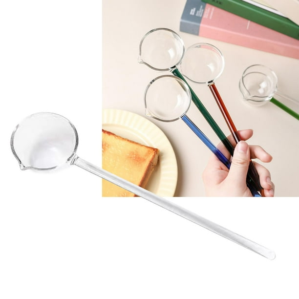 Cuchara para servir de vidrio grande BLESIY cuchara sopera mango largo 9,92 pulgadas Amarillo