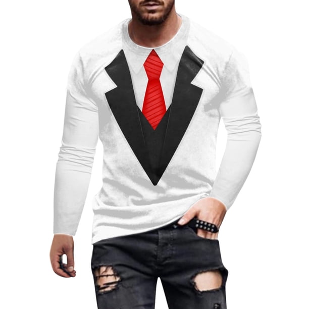 Blusas y camisas de manga larga y cuello redondo, camisetas casuales de moda para hombre, camisetas deportivas con estampado navideño, camisetas de manga larga, blusas de manga larga y cuello redondo,