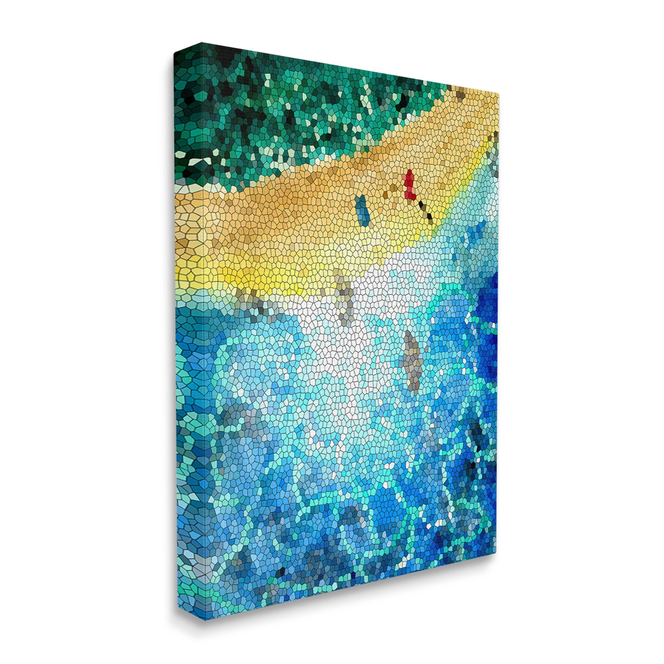 Modern Mosaic Pattern Beach Coastal Graphic Art Gallery Wrapped Canvas Print Wall Art