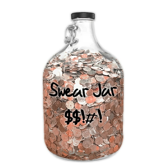 Oversized XL Glass Swear Jar with Lid, 5.2 Liter Money Saving Bank for Adults, Coin Collection Container (X-Large)