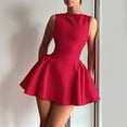 thumbnail image 4 of Women'S Summer Sleeveless Crew Neck Backless A-Line Mini Party Prom Dress Red L, 4 of 8