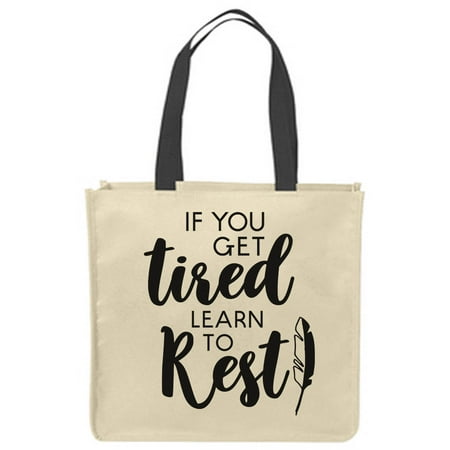 

Canvas Tote Bags If You Get Tired Learn To Rest Feather Self Care Healing Love Reusable Shopping Funny Gift Bags