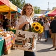 thumbnail image 4 of Clearance! Vintage Quilted Canvas Book Reusable Tote Gift Bags, Lightweight Travel Bag, Made of Natural Canvas with Handle, Cotton Shoulder Bag for Shopping Beach Work School, Gift(Book C), 4 of 6
