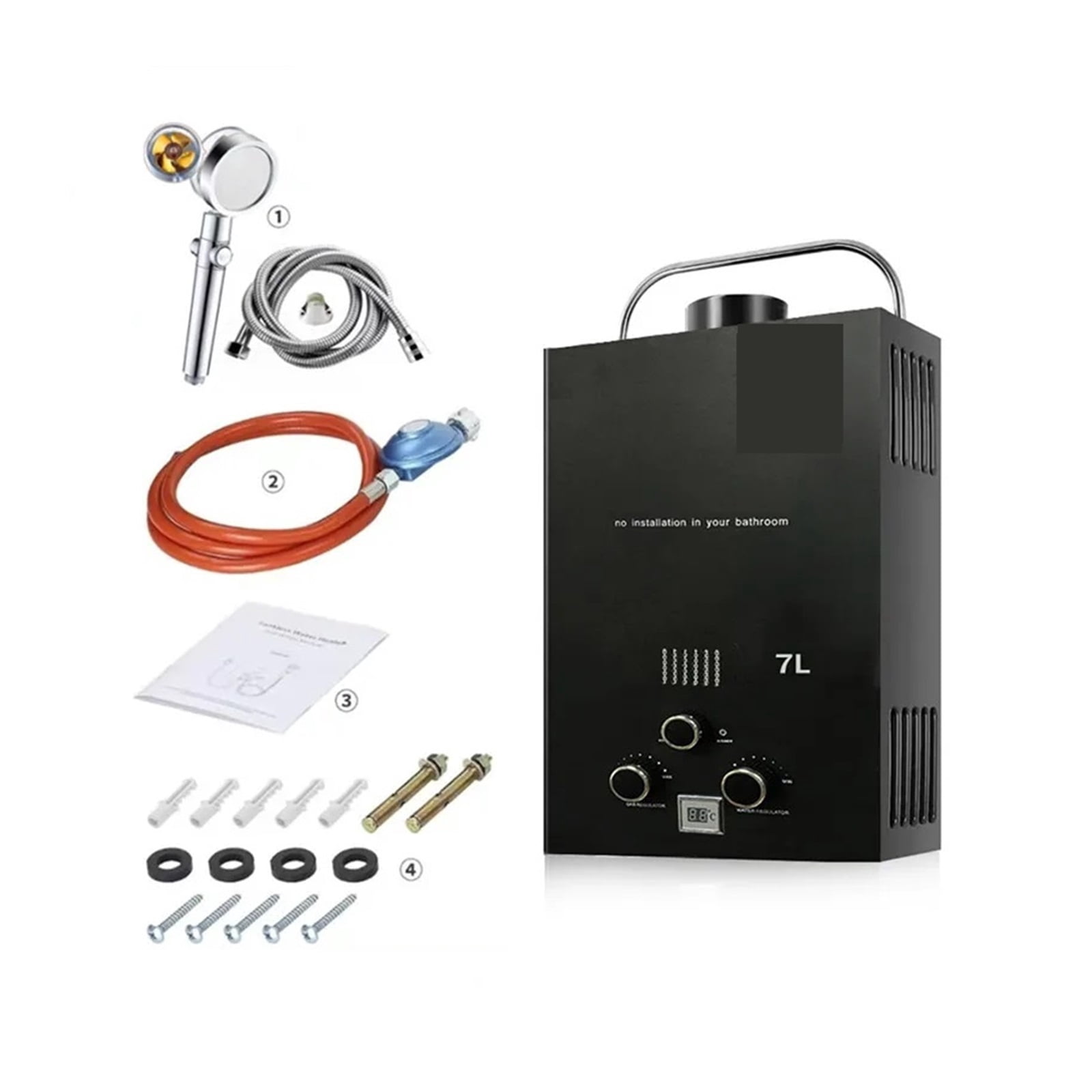 7L Portable Water Heater Propane Water Heater Outdoors Tankless Water Heater Gas Multiple Protections For RV Cabin Barn Camping ,Safety Protections