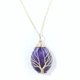 thumbnail image 1 of Zhuge Collar con colgante de árbol de la vida, adornos de collar para hombres y mujeres hechos a mano, collar con colgante de gota de agua de árbol de la vida envuelto en oro (púrpura), 1 of 5
