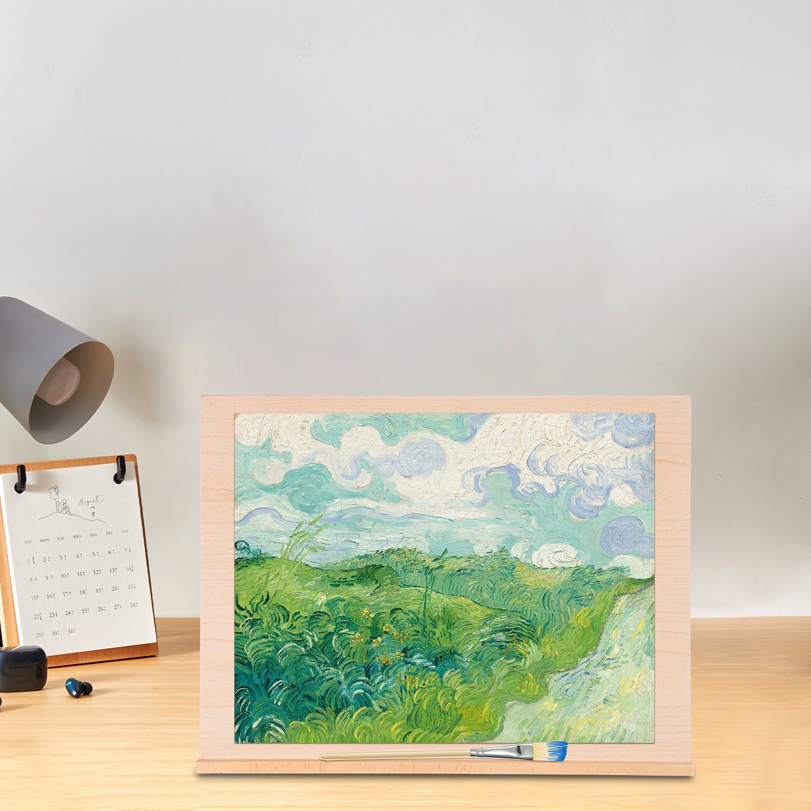 Natural Adjustable Painting Board Stand Portable Beech Wood Desk Drawing Board Stand Easel Wooden Artist Desktop Adjustable Angle for Canvas, Drawing Painting Sketching Book Stand