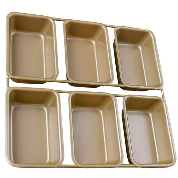 LEEYNEER Bread Loaf Pan Non-stick 6 Grid Iron Baking Tray Bakeware Golden Square Mold