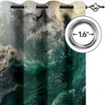 thumbnail image 4 of Emerald Green Fluid Marble Blackout Curtains, Luxurious White Gold Swirl Texture 3D Printed Drapes, Thermal Insulated Grommet Window Treatment For Living Room Bedroom 52"W x 90"L, 4 of 6